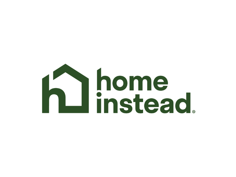 Logo of Home Instead, featuring a stylized house design and text in green.